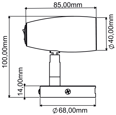 AL 2022 Nora Stainless Steel Boat and Yacht Reading Light technical drawing