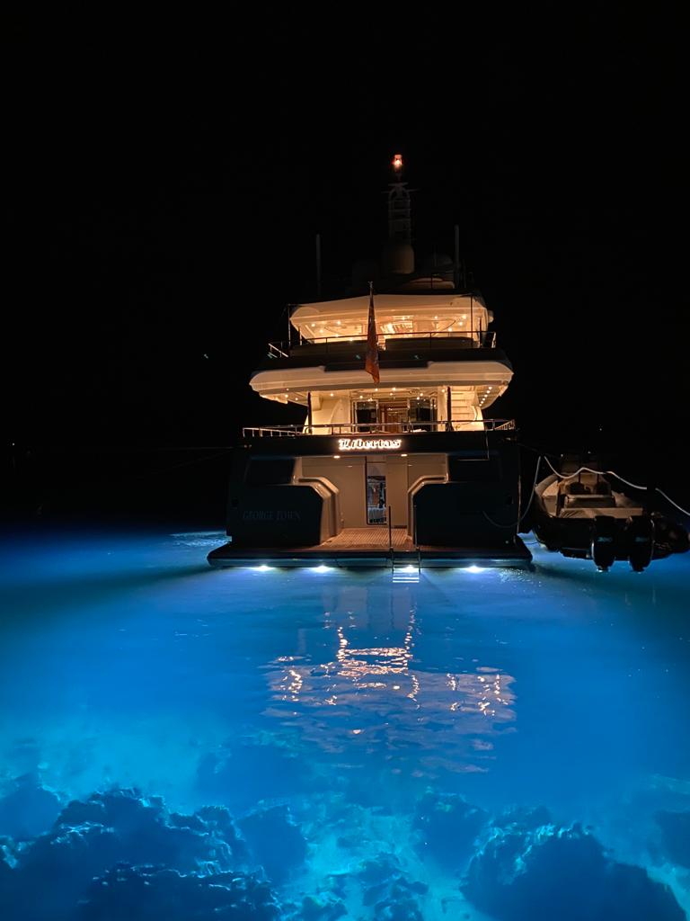 Yacht with underwater lighting — ALK Lighting yacht lighting