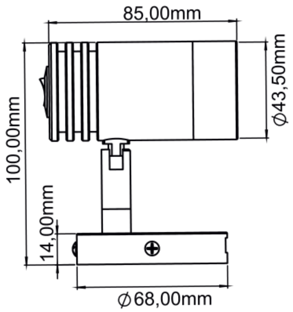 AL 2032 Vera Stainless Steel Boat and Yacht Reading Light technical drawing